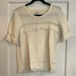 J Crew fringe short sleeve sweater